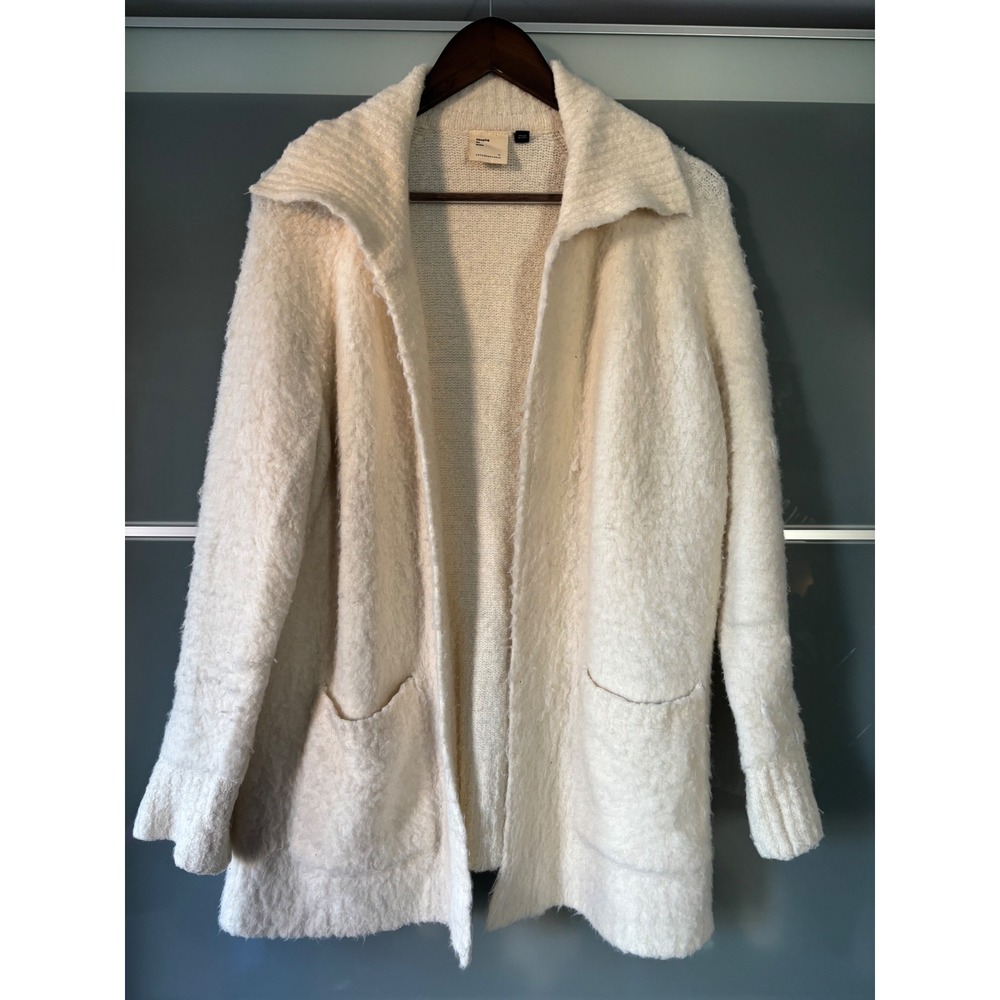 Anthropologie Sleeping on Snow Alpaca‎ Wool Blend Oversized Cardigan Ivory Fuzzy
